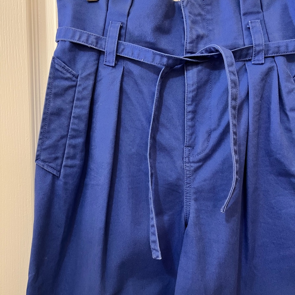 Madewell 100% Cotton Cobalt Blue Paperbag Trench Chino Pants Women’s 4 - Picture 4 of 11